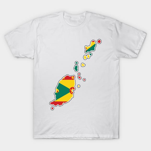 Grenada National Flag and Map T-Shirt by IslandConcepts